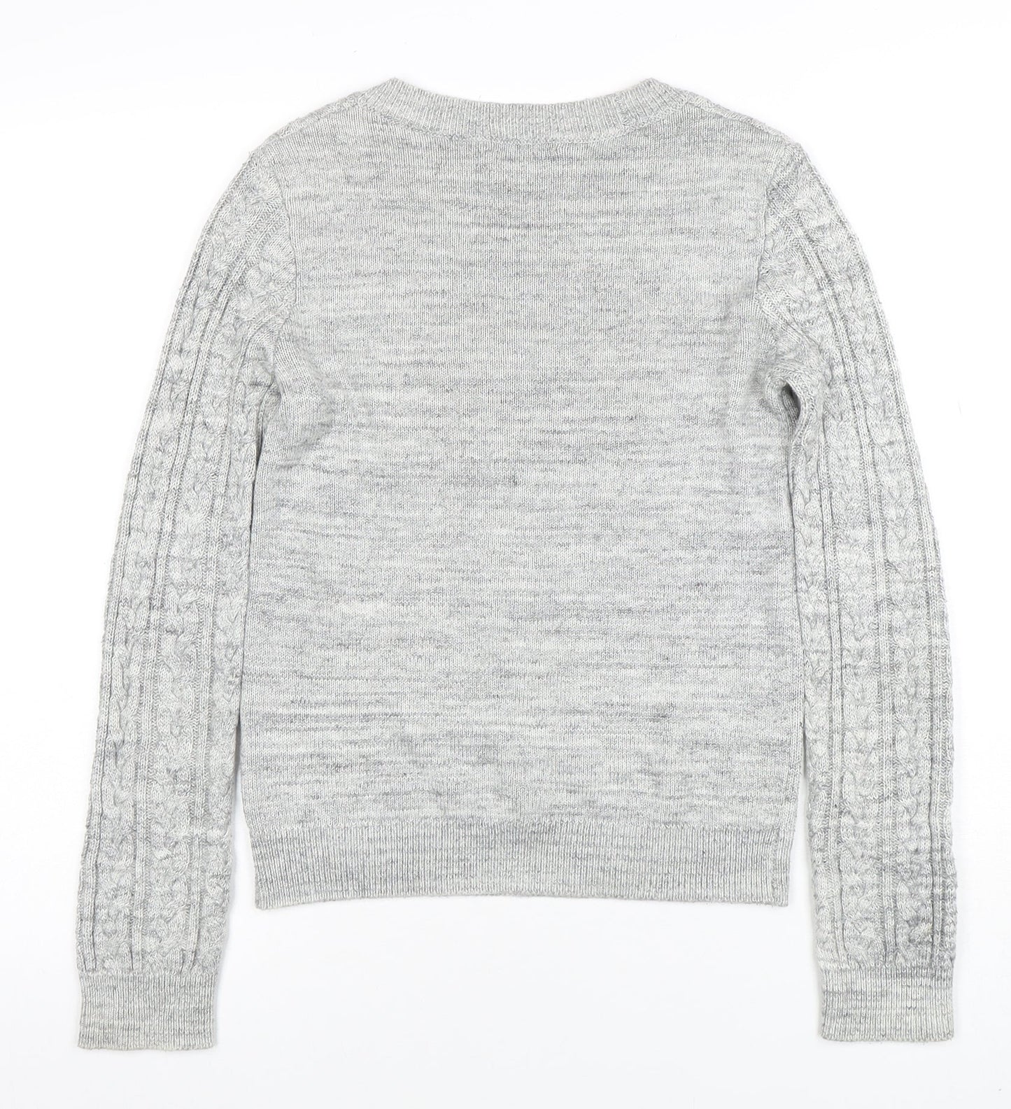 H&M Women’s Grey Cable-Knit Long Sleeve Pullover Jumper XS