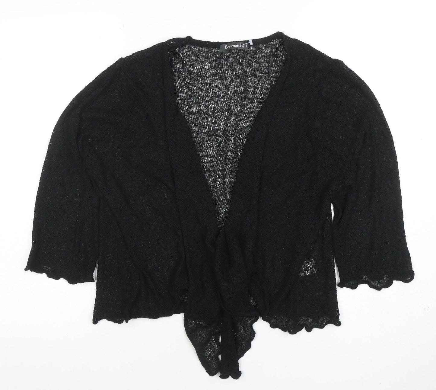 Bonmarché Women’s Black Open Knit 3/4 Sleeve Cardigan L