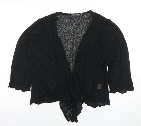 Bonmarché Women’s Black Open Knit 3/4 Sleeve Cardigan L