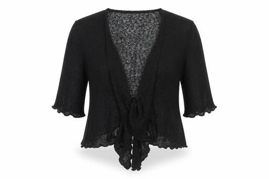 Bonmarché Women’s Black Open Knit 3/4 Sleeve Cardigan L