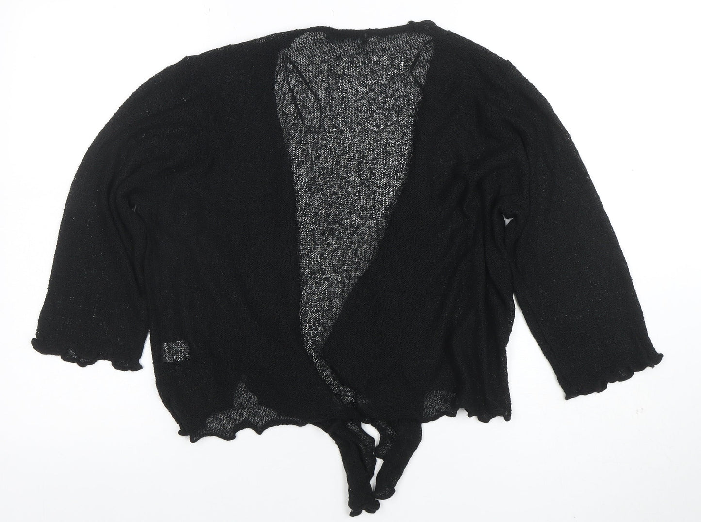 Bonmarché Women’s Black Open Knit 3/4 Sleeve Cardigan L