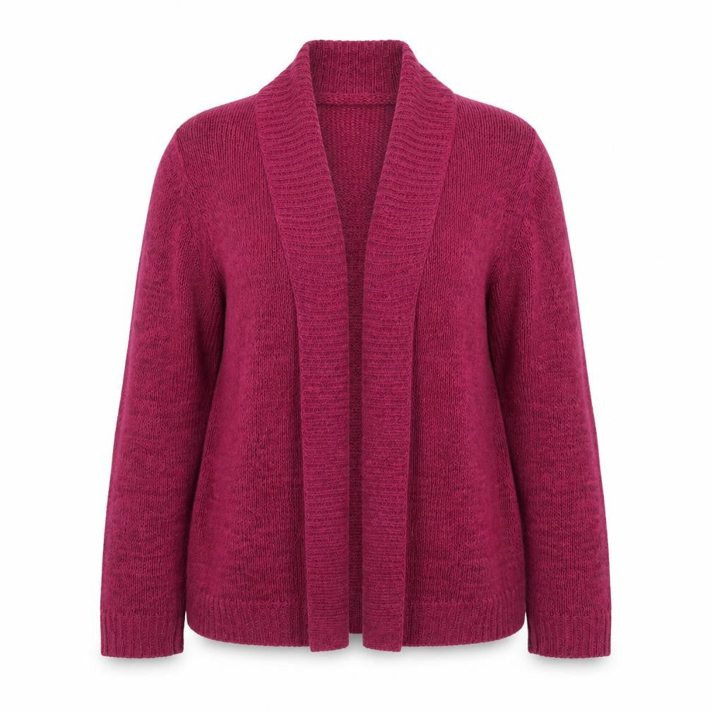 Marks & Spencer Women Pink Size 14 Chunky Knit Open Cardigan