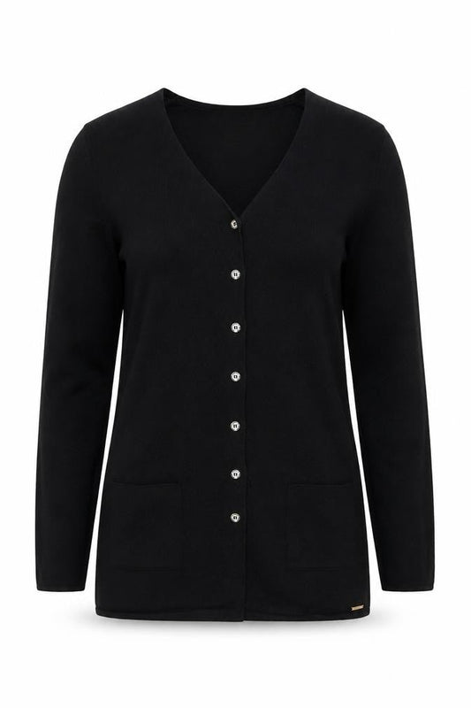 Saint James Womens Black Pure Wool Long Sleeve Cardigan XXS