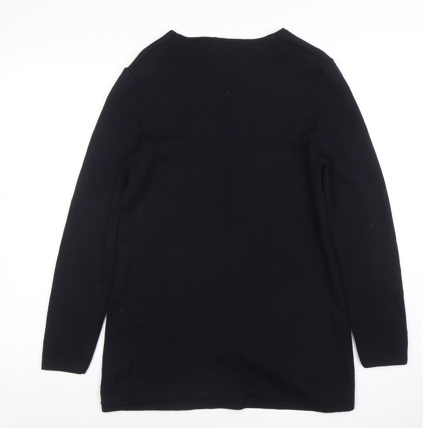 Saint James Womens Black Pure Wool Long Sleeve Cardigan XXS