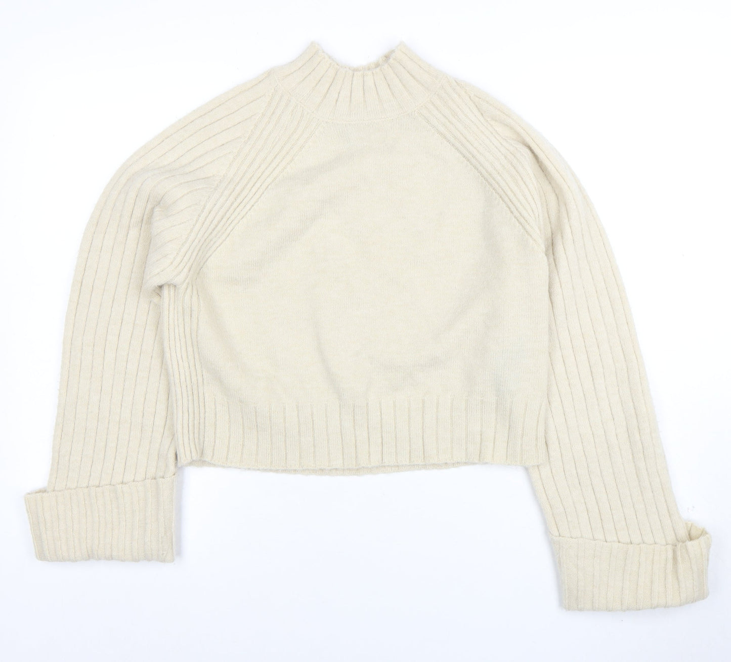 Friends Like These Women Ivory Mock Neck Ribbed Knit Jumper Size 10