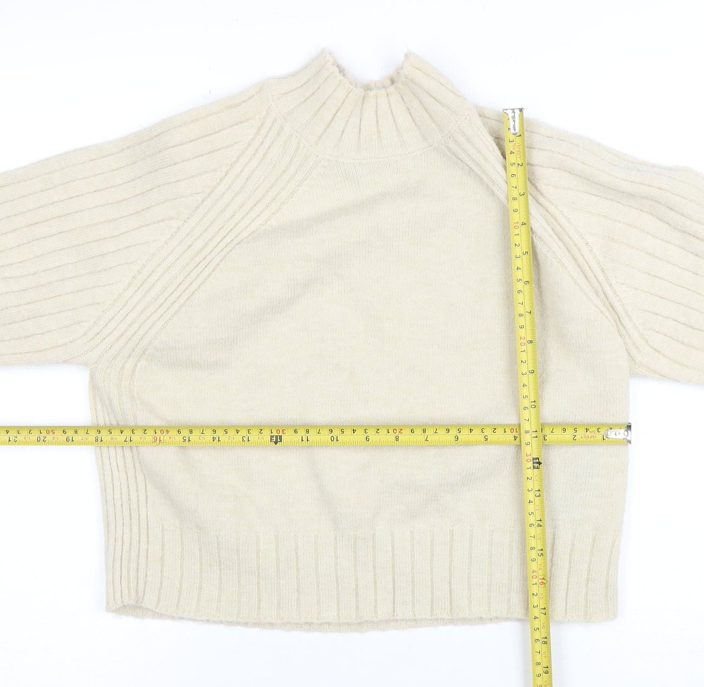 Friends Like These Women Ivory Mock Neck Ribbed Knit Jumper Size 10