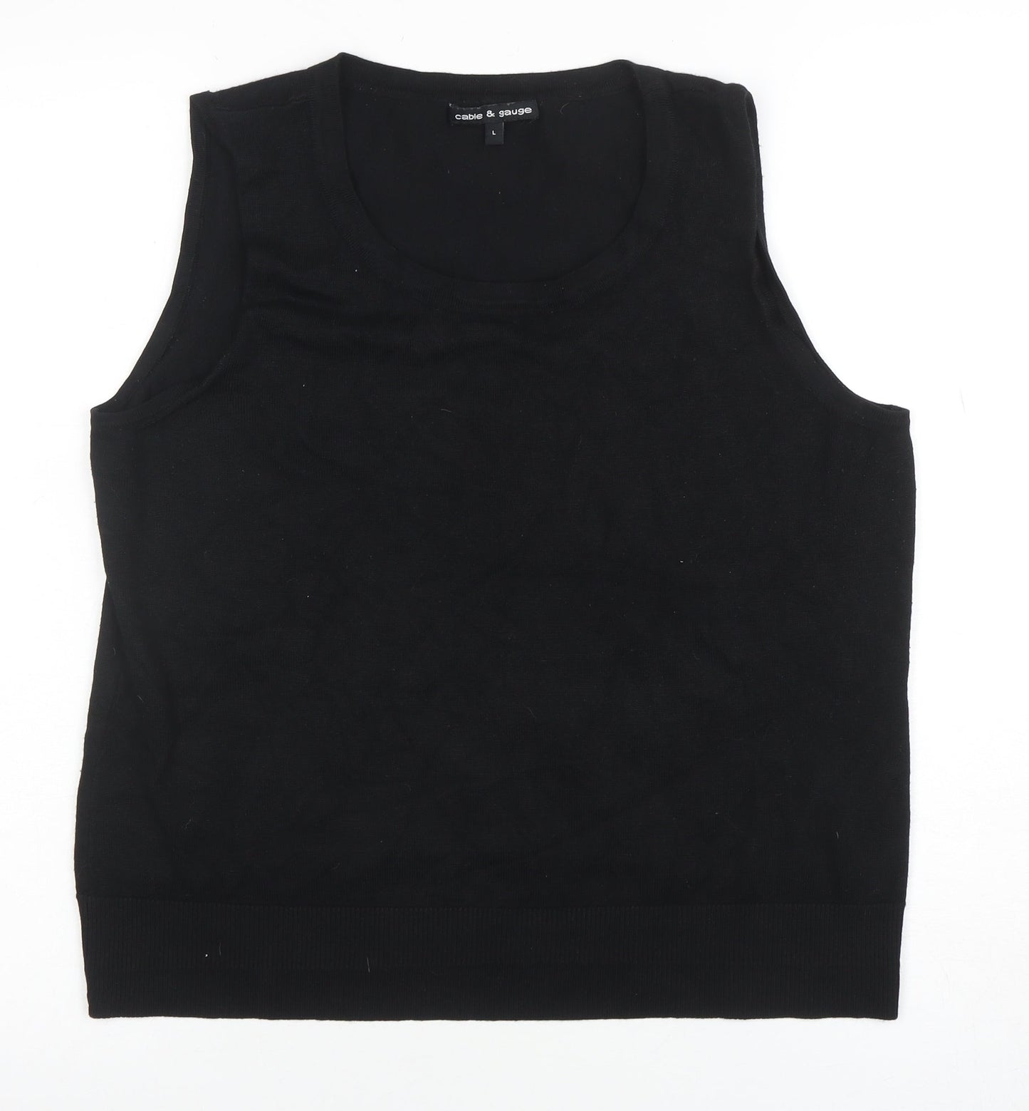 Cable & Gauge Women's Black Knit Tank Top Size L Sleeveless Scoop Neck