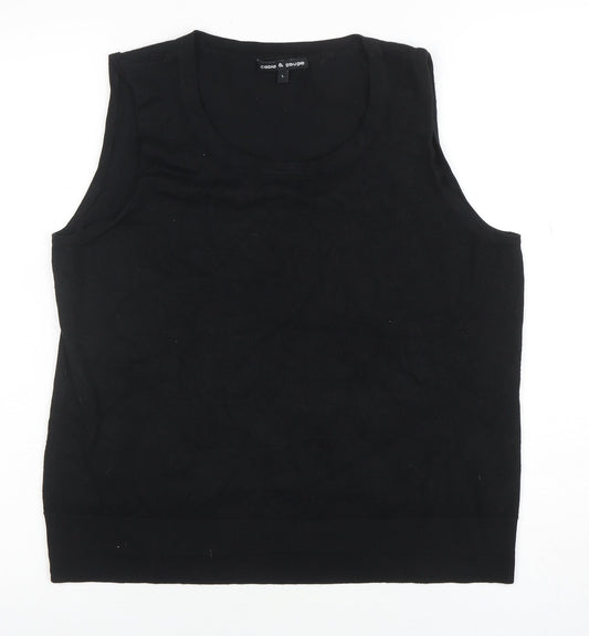 Cable & Gauge Women's Black Knit Tank Top Size L Sleeveless Scoop Neck