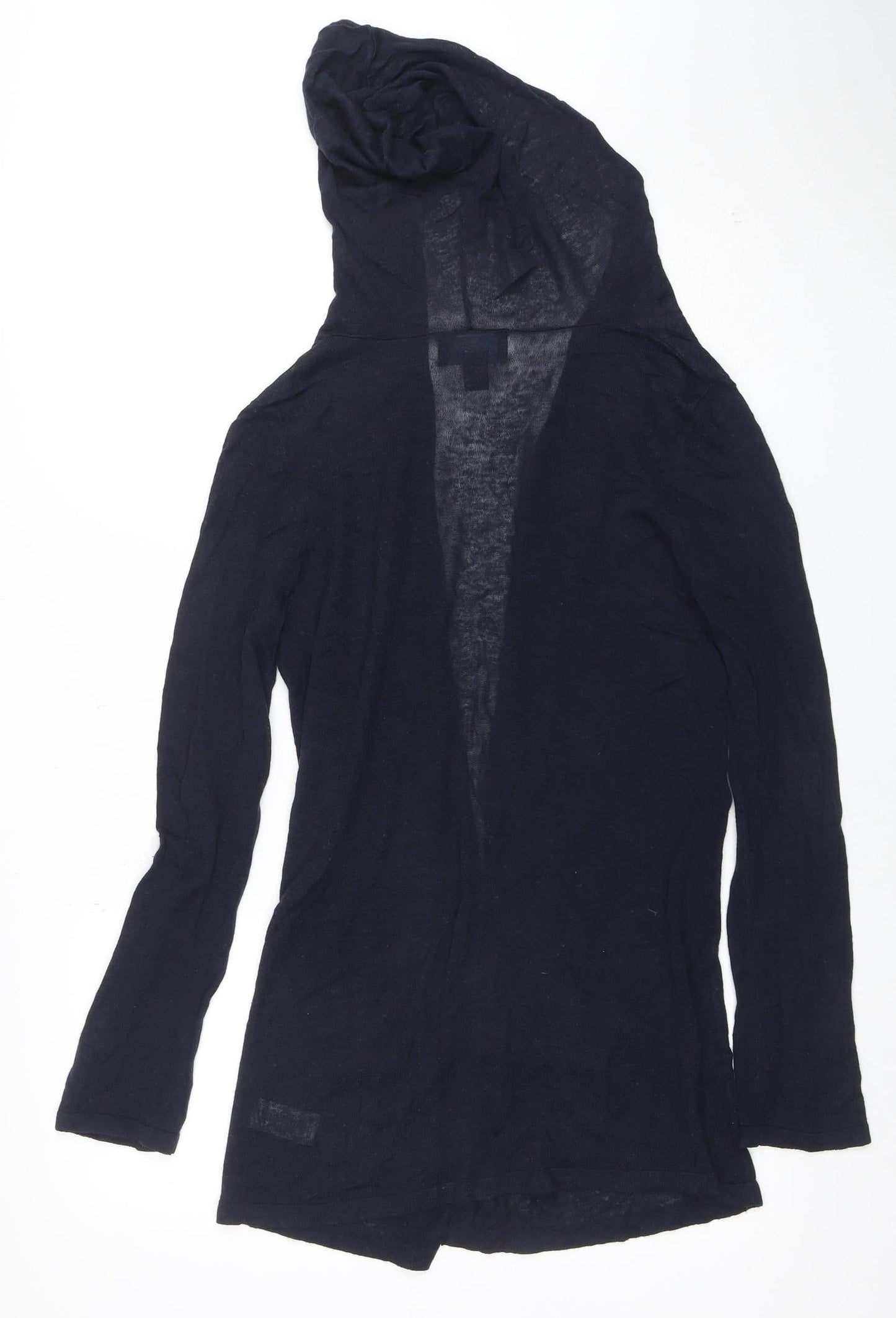 Cynthia Rowley Women's Navy Hooded Linen Blend Cardigan XS