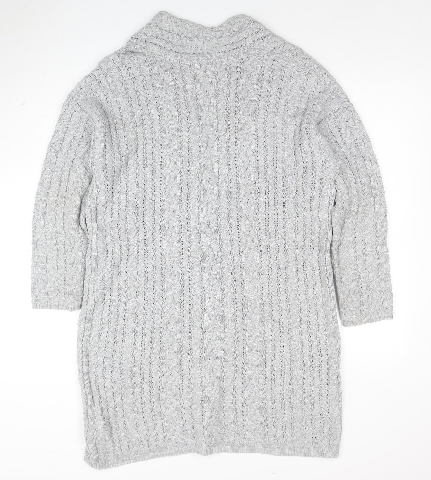 L.O.G.G. Womens Grey Cable-Knit Open Cardigan Size 12