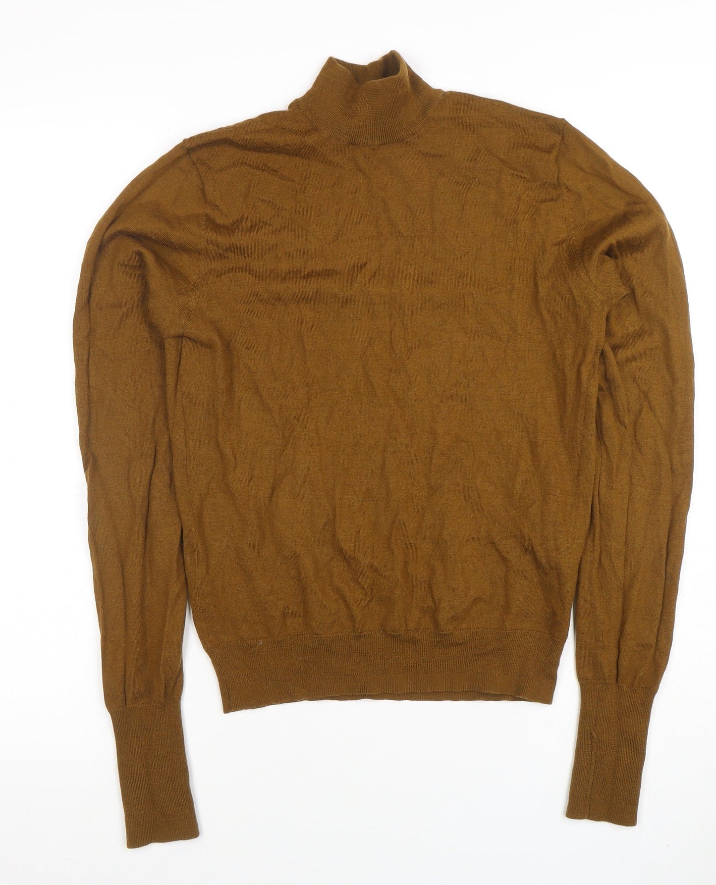 Plectrum by Ben Sherman Brown Merino Wool Mix Roll Neck Jumper S