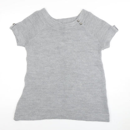 Additional front view of Evie Women Grey, size 12, Short Sleeve Knit jumper