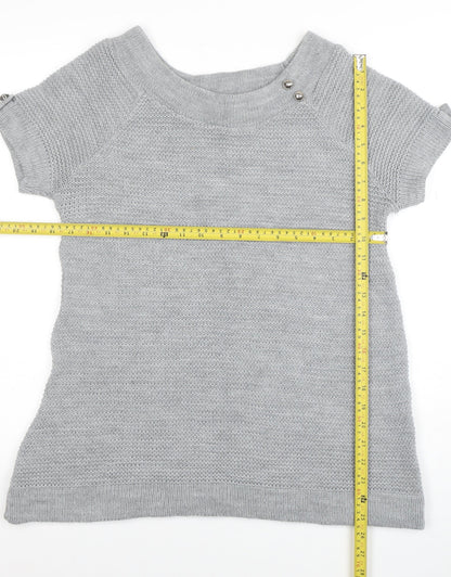 Back view of Evie Women Grey, size 12, Short Sleeve Knit jumper