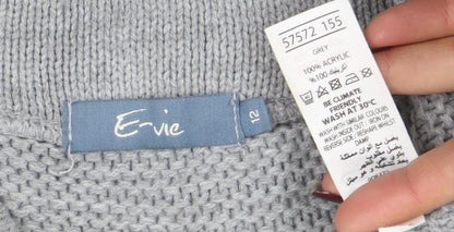 Brand and care label for Evie Women Grey, size 12, Short Sleeve Knit jumper