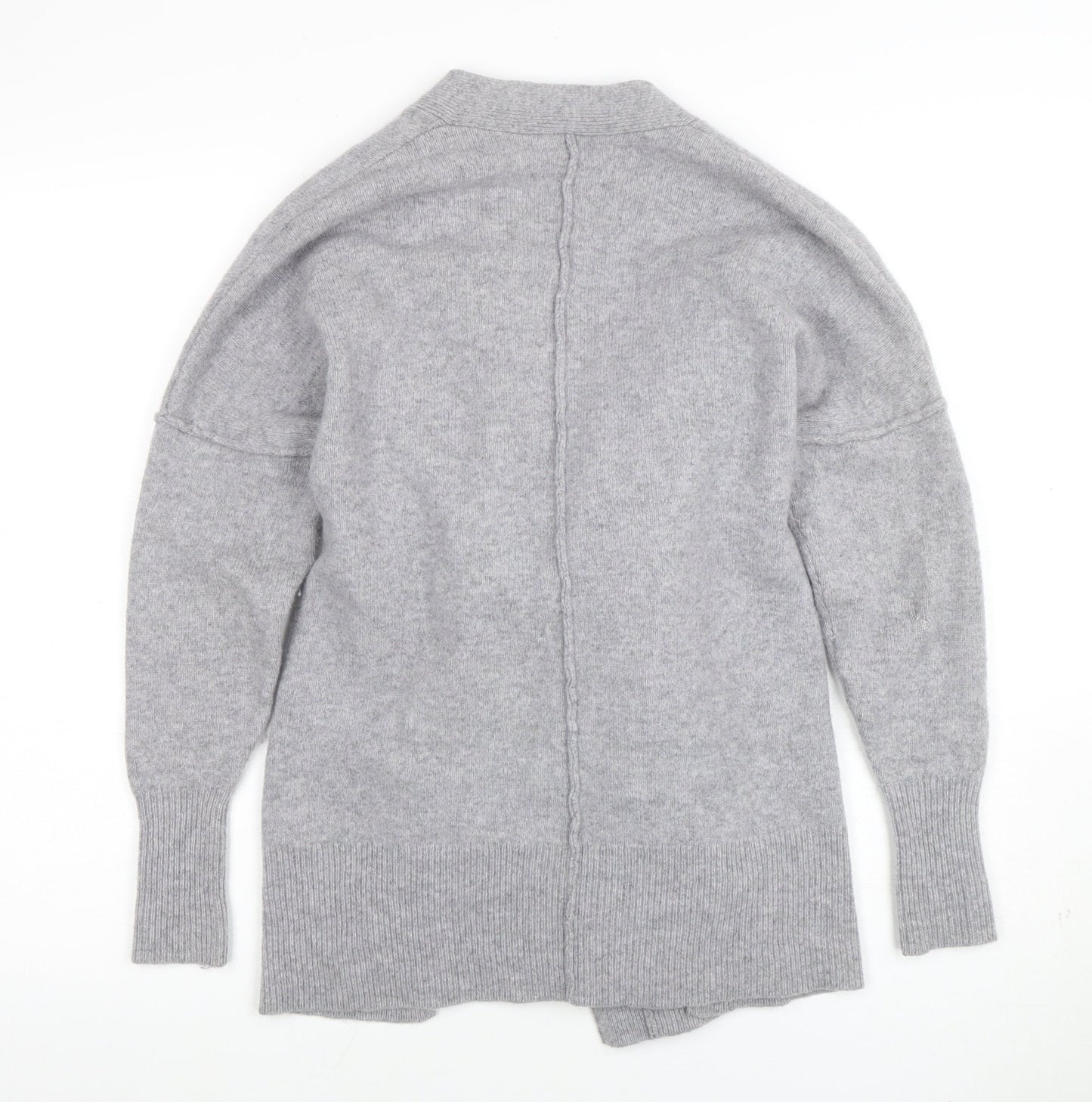 Whistles Women Grey Merino Wool Belted Cardigan Size S