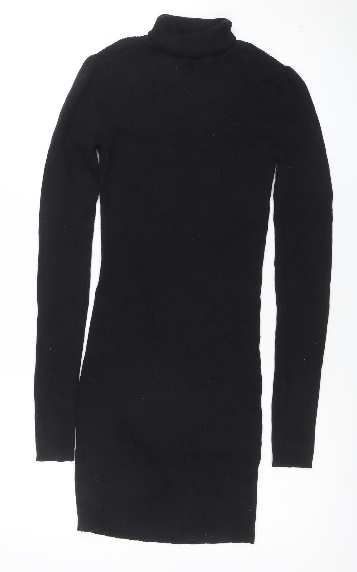 Next Women’s Black Roll Neck Bodycon Knit Dress Size 8