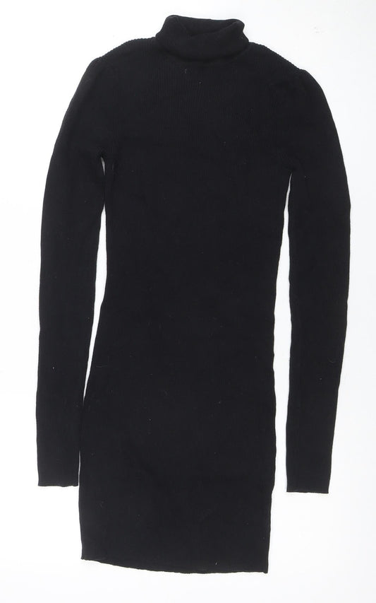Next Women’s Black Roll Neck Bodycon Knit Dress Size 8