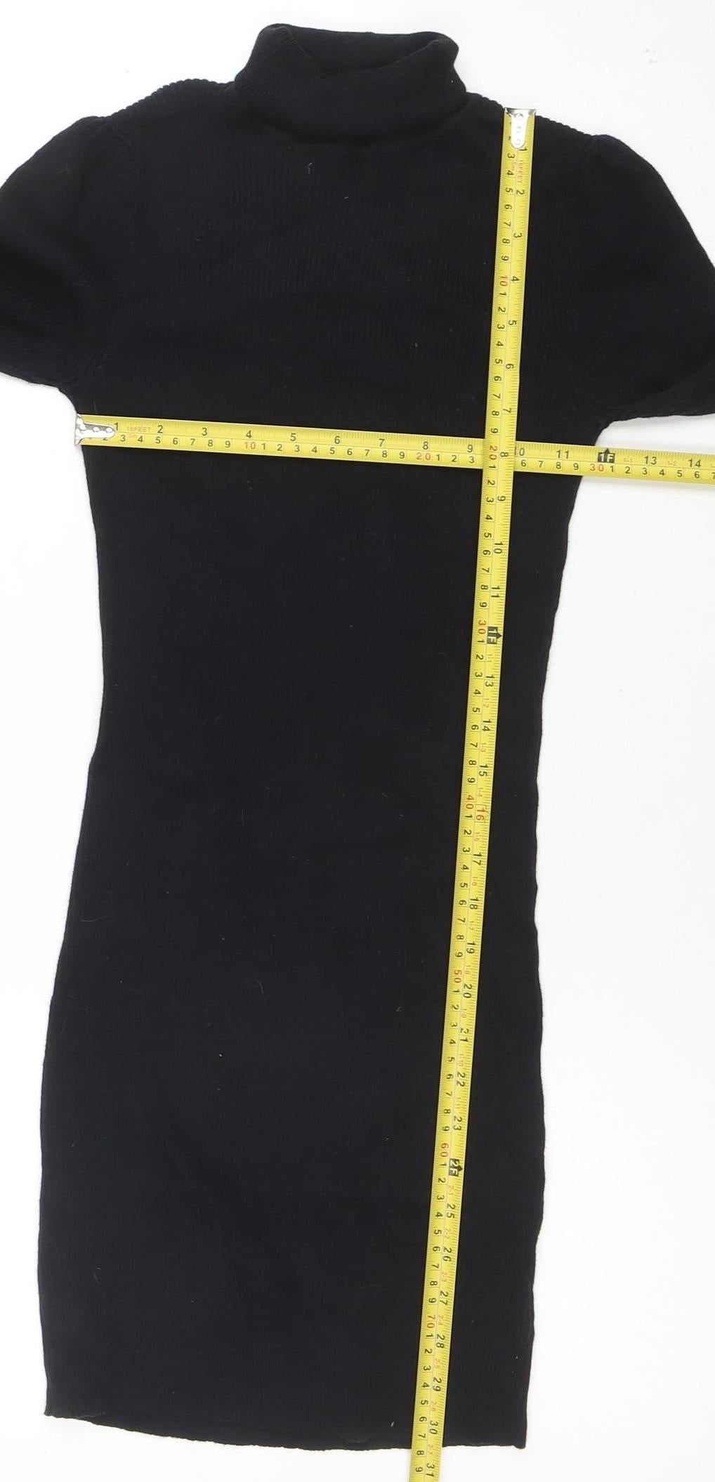 Next Women’s Black Roll Neck Bodycon Knit Dress Size 8