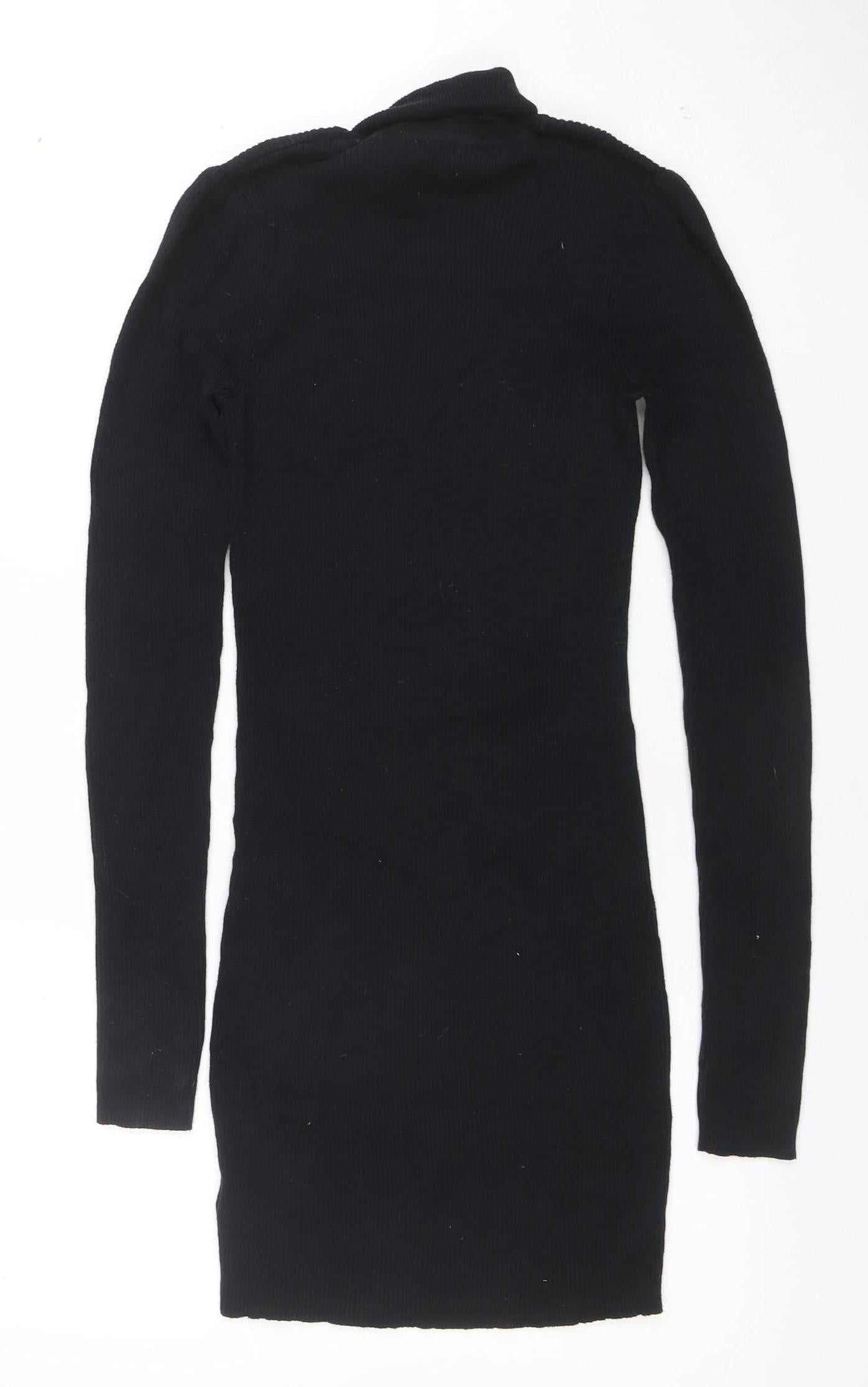 Next Women’s Black Roll Neck Bodycon Knit Dress Size 8