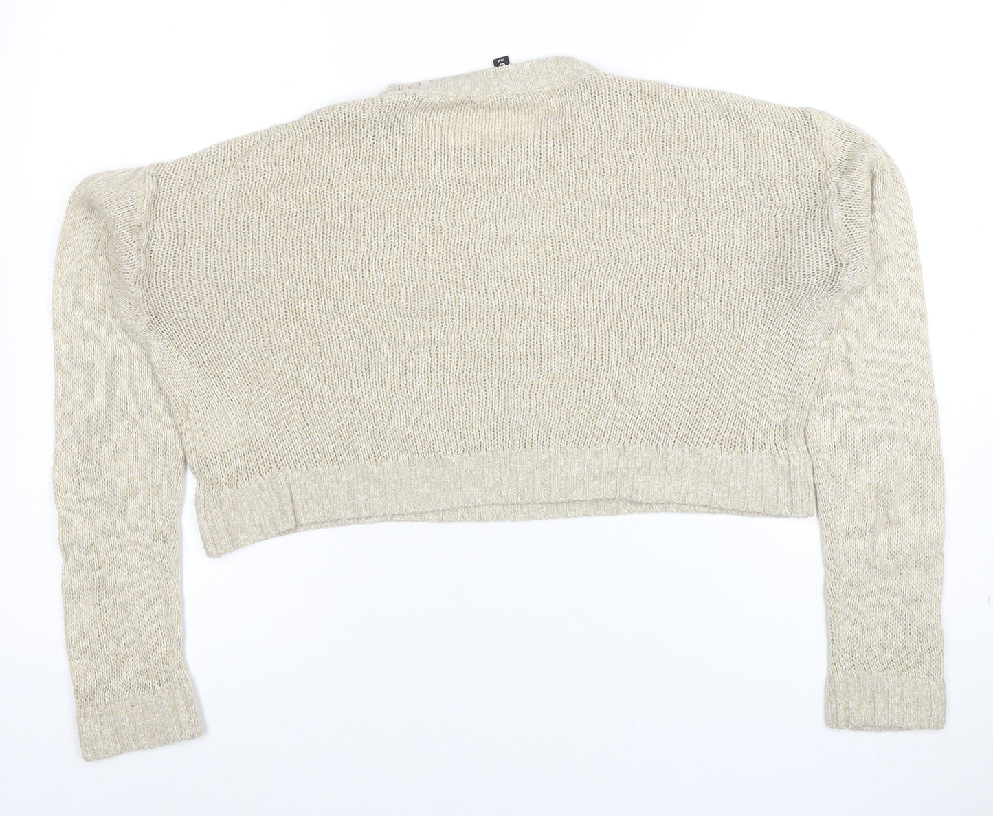 H&M Divided Women Beige Knit Pullover Jumper Size S Acrylic Long Sleeve