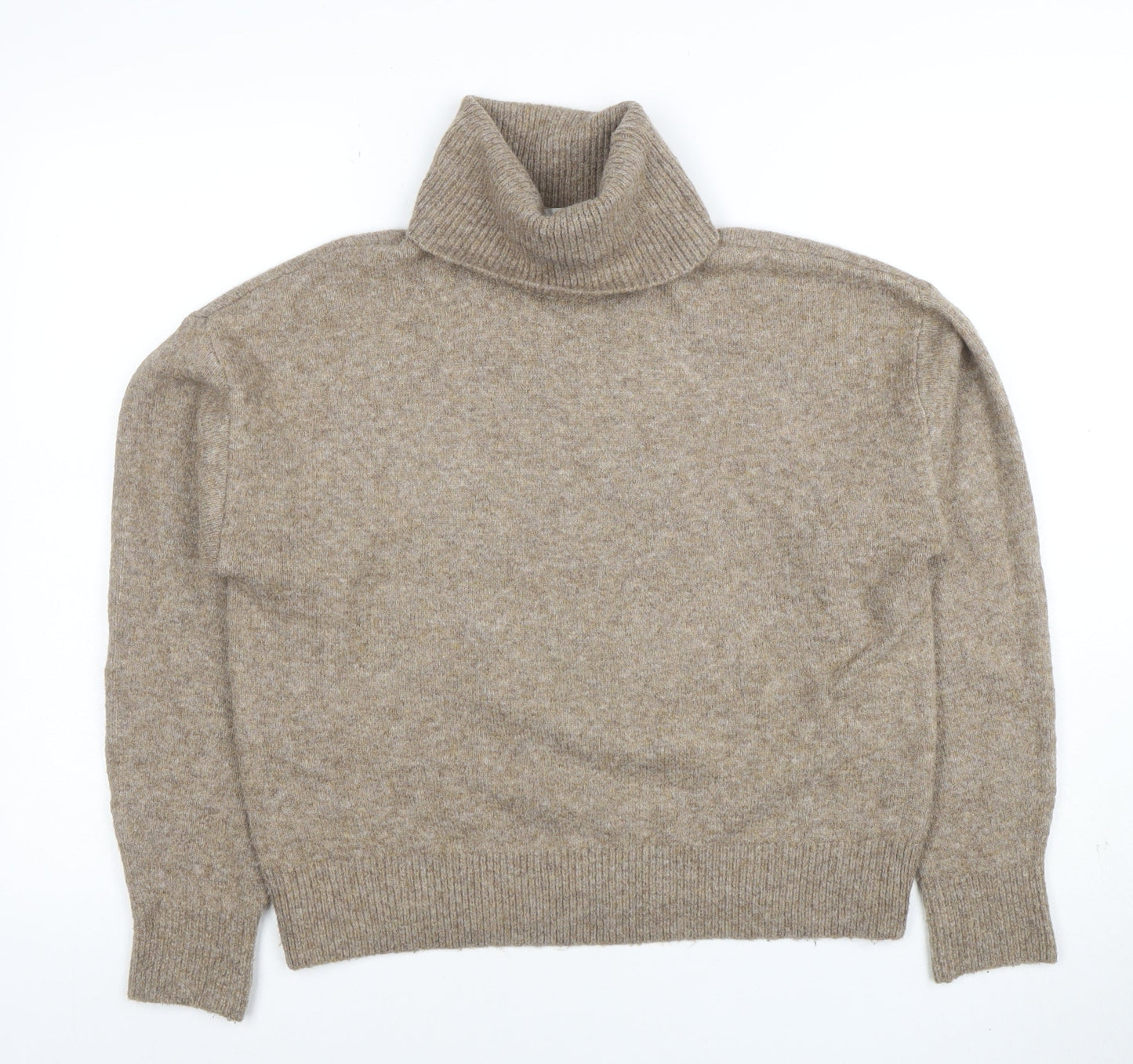 H&M Women Beige Wool Blend Roll Neck Jumper Size S