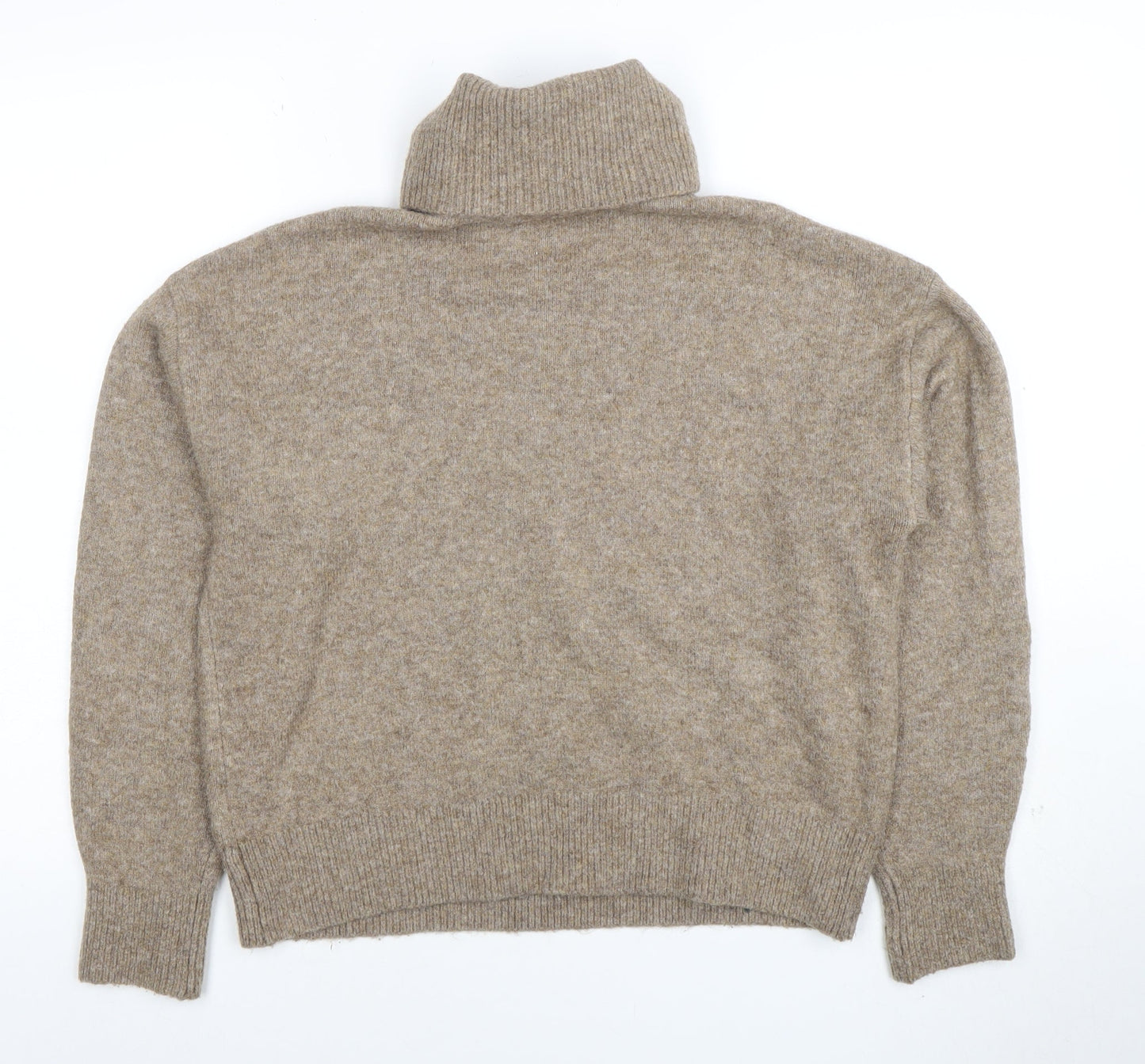 H&M Women Beige Wool Blend Roll Neck Jumper Size S