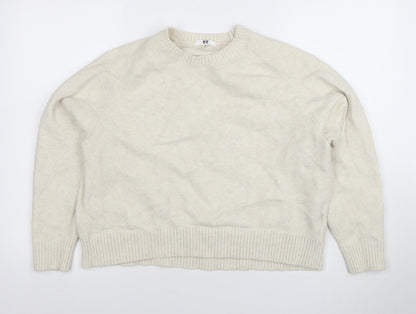 Uniqlo Women Ivory Wool Blend Crew Neck Pullover Jumper XL