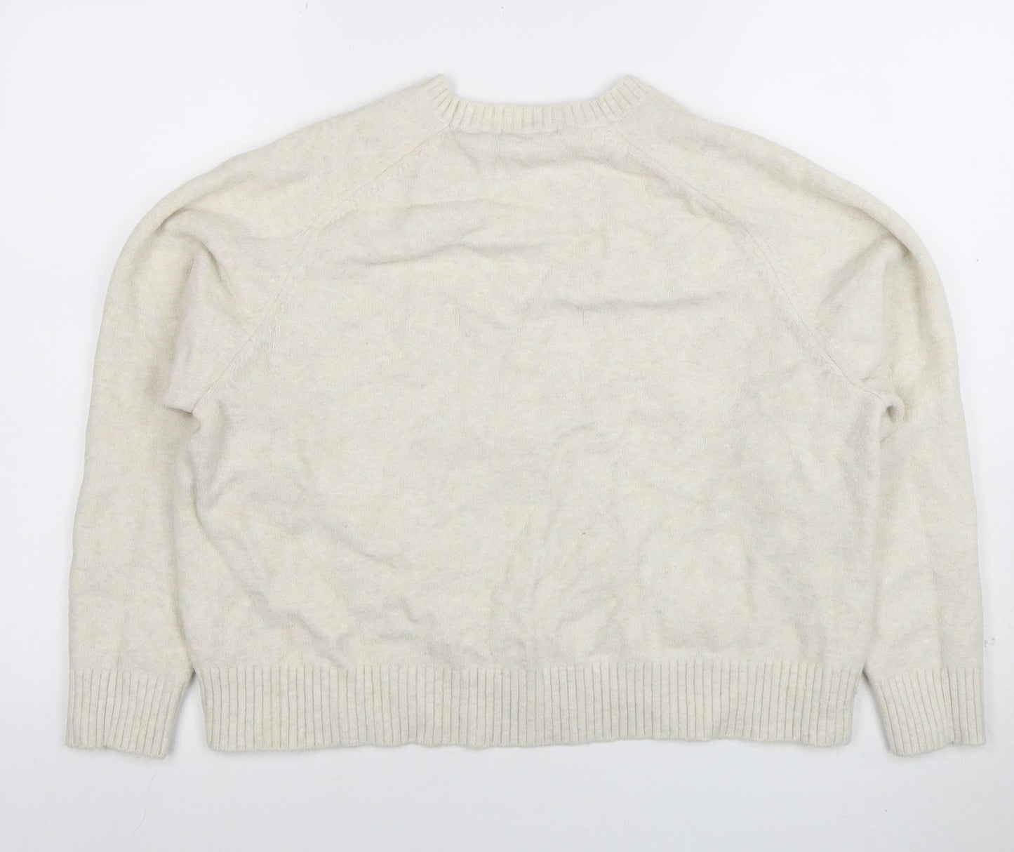 Uniqlo Women Ivory Wool Blend Crew Neck Pullover Jumper XL