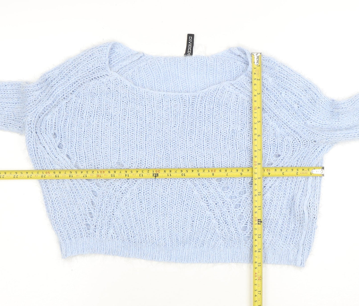 H&M Divided Women's Blue Open-Knit Pullover Jumper Size S