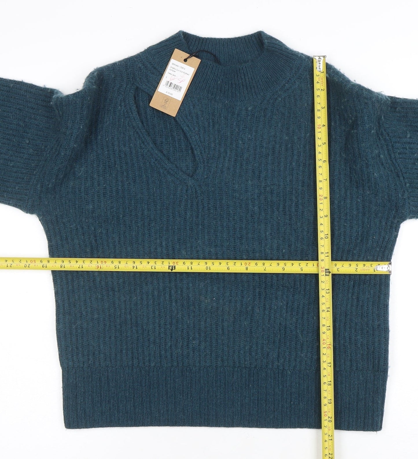 Hush Women's Blue V-Neck Chunky-Knit Jumper Size S