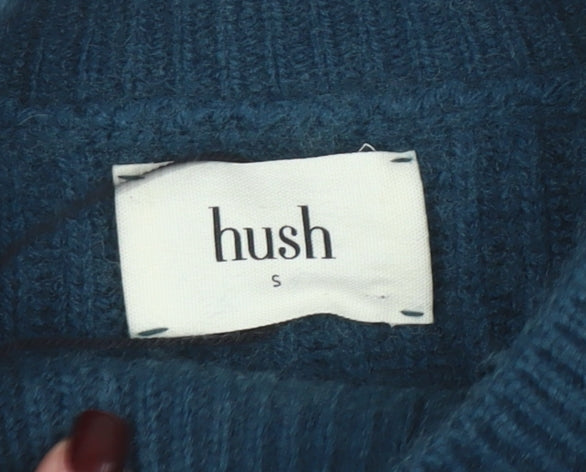 Hush Women's Blue V-Neck Chunky-Knit Jumper Size S