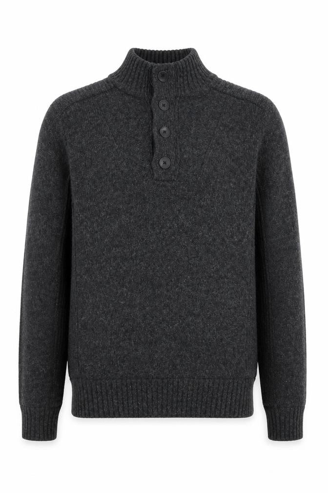 Next Men's Grey Wool Blend Henley Jumper Size M