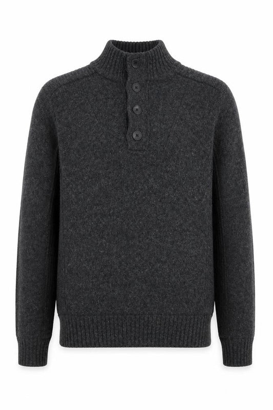 Next Men's Grey Wool Blend Henley Jumper Size M