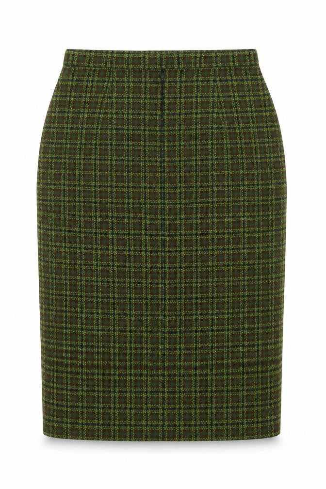 Pendleton Womens Green Wool Tweed Plaid Pencil Skirt M Retro Vintage