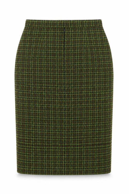 Pendleton Womens Green Wool Tweed Plaid Pencil Skirt M Retro Vintage