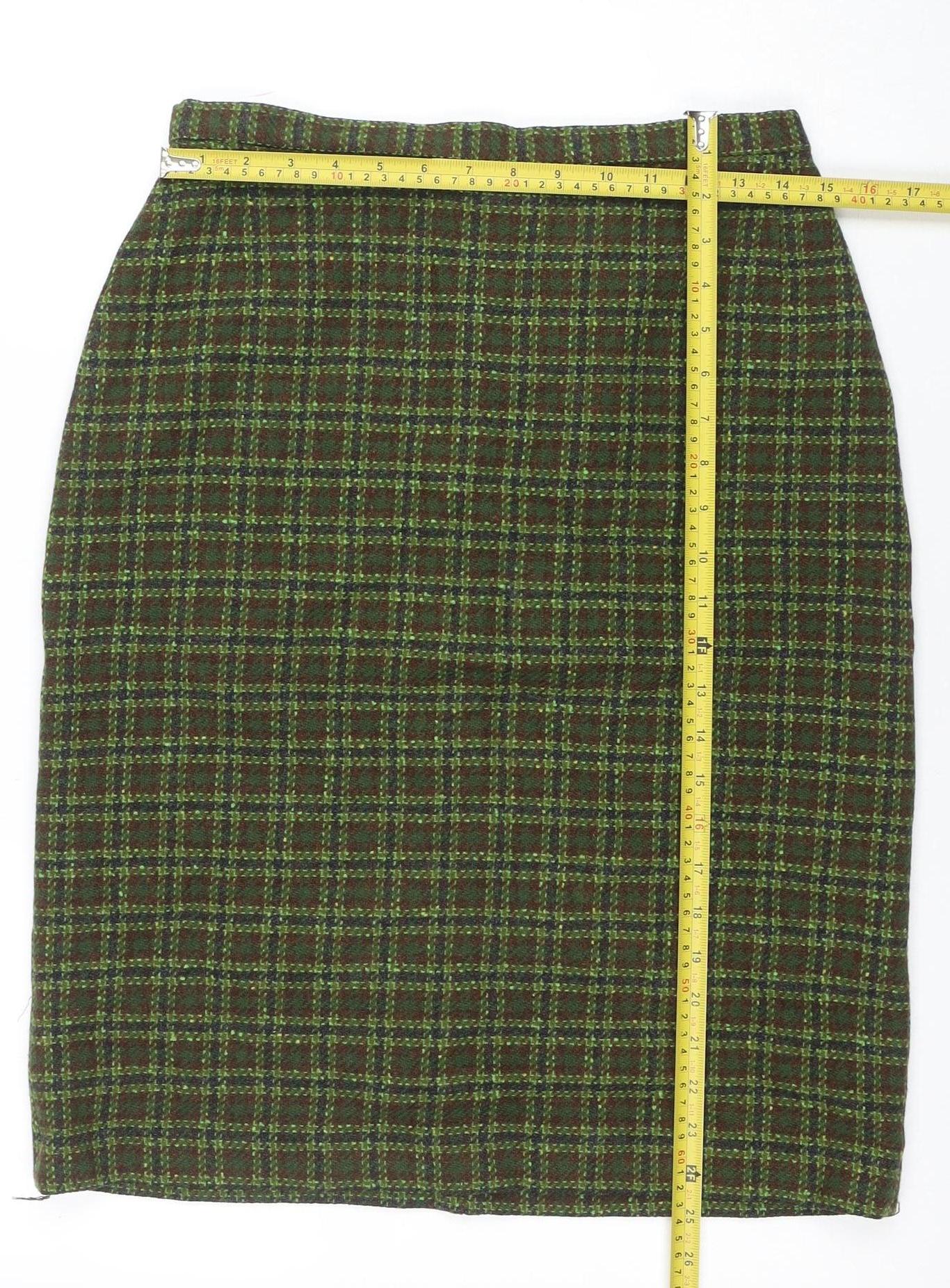 Pendleton Womens Green Wool Tweed Plaid Pencil Skirt M Retro Vintage