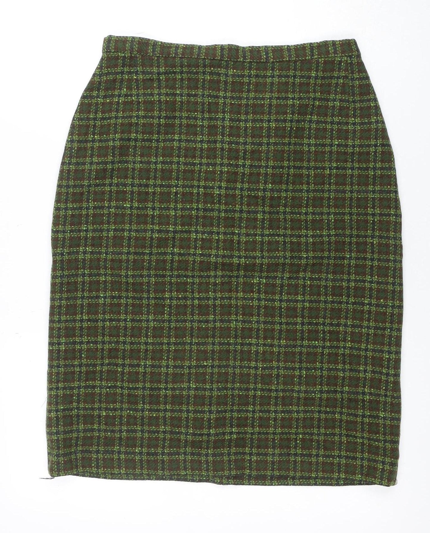 Pendleton Womens Green Wool Tweed Plaid Pencil Skirt M Retro Vintage
