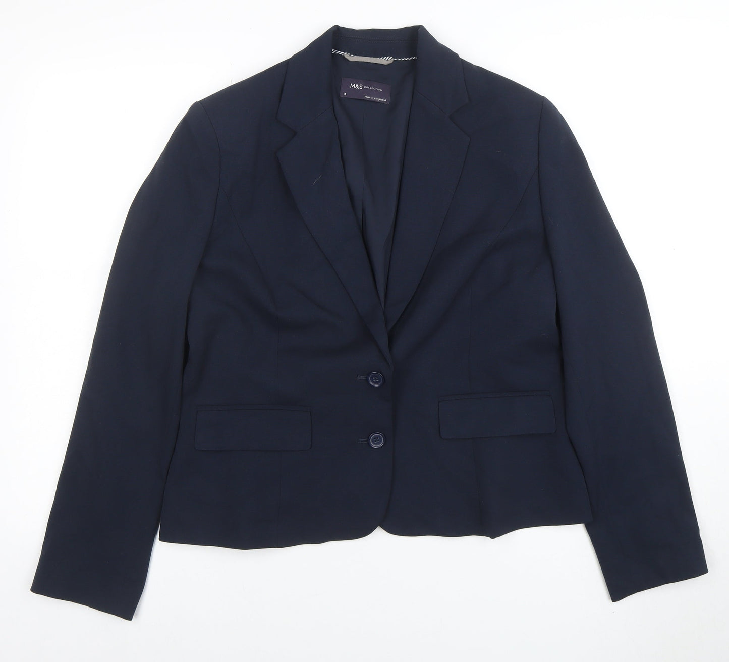 Marks and Spencer Women Navy Blue Size 14 Classic Blazer Jacket
