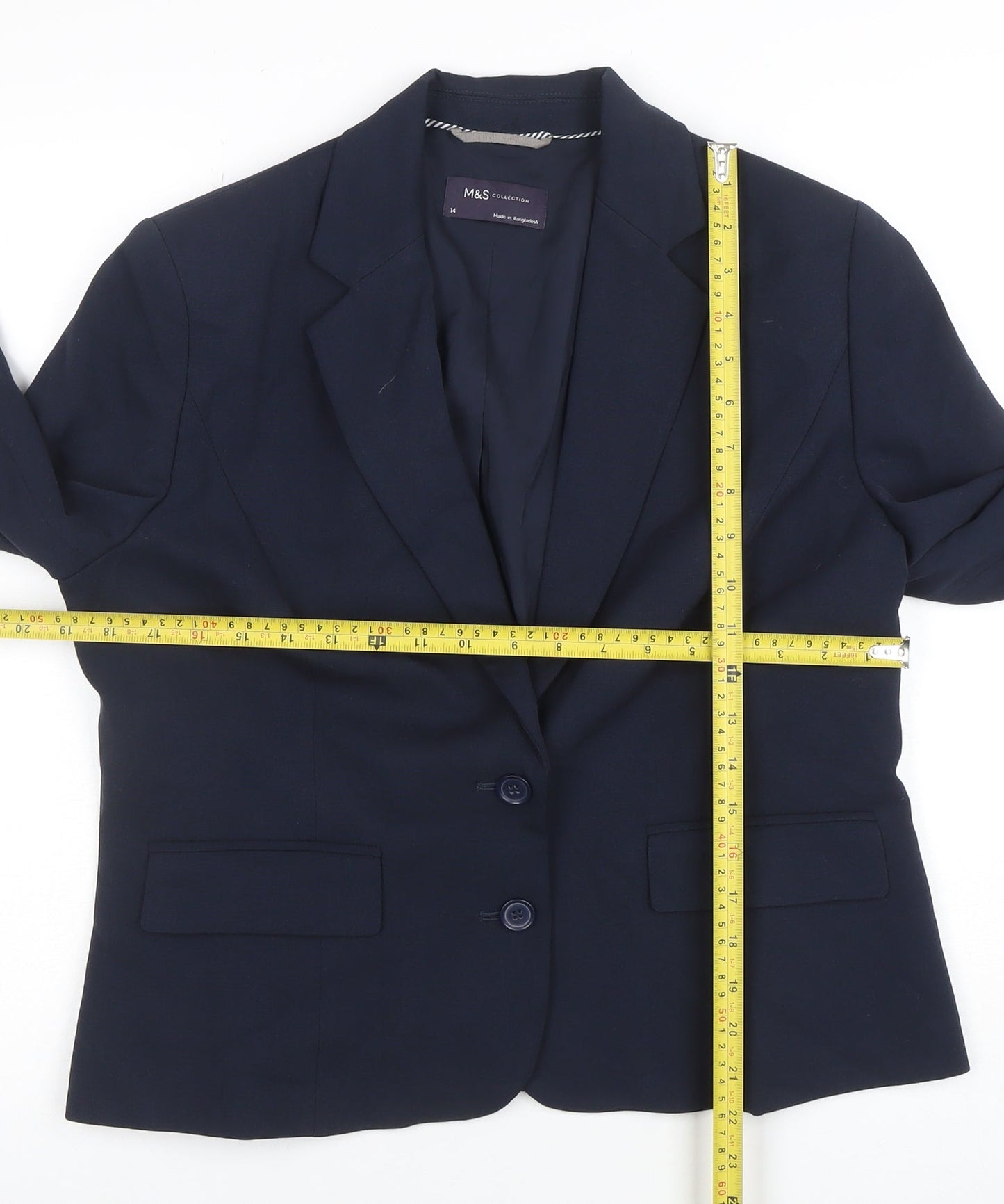 Marks and Spencer Women Navy Blue Size 14 Classic Blazer Jacket