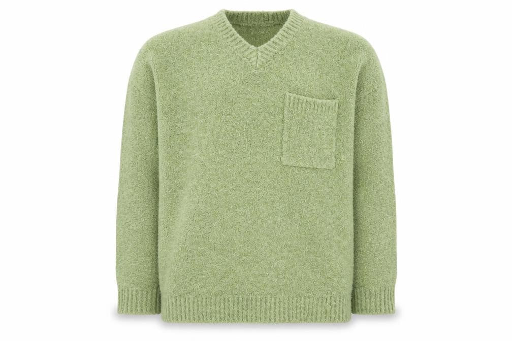 ASOS Design Men's Green Wool Blend V-Neck Jumper Size L