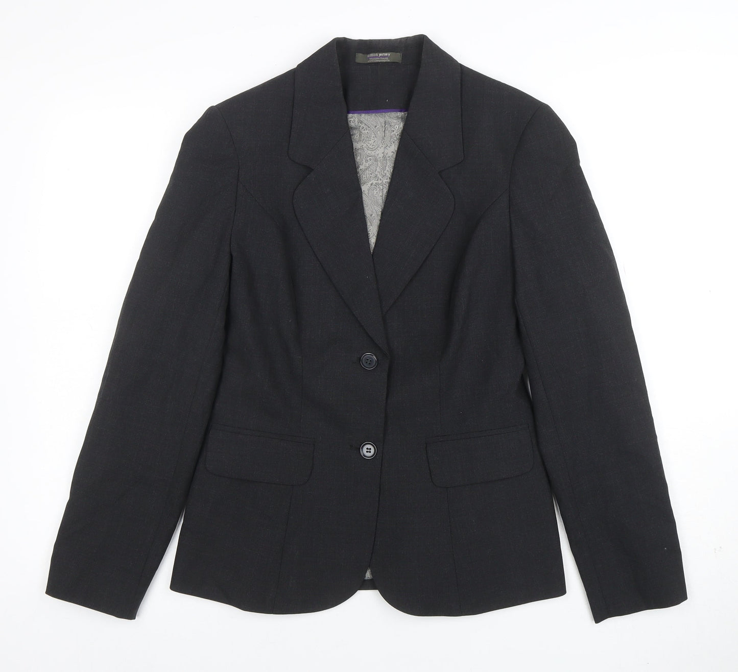 Simon Jersey Women's Black Wool Blend Two-Button Suit Jacket Size 8