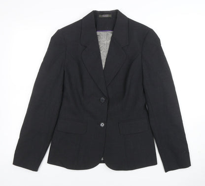 Simon Jersey Women's Black Wool Blend Two-Button Suit Jacket Size 8