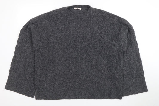 Tu Womens Grey Cable Knit Wool Blend Size 14 Jumper