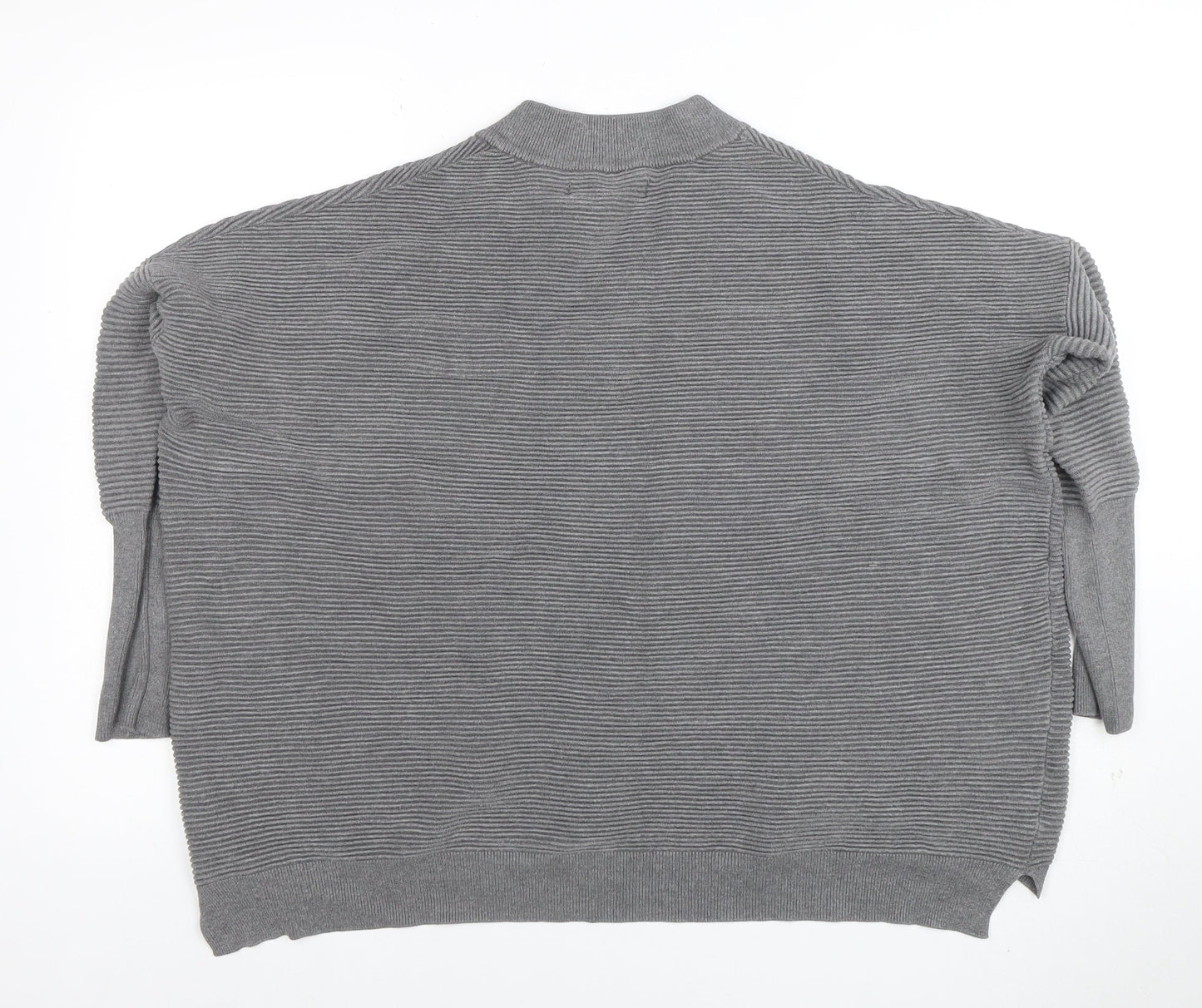 Paisie Women's Grey V-Neck Relaxed Knit Jumper S