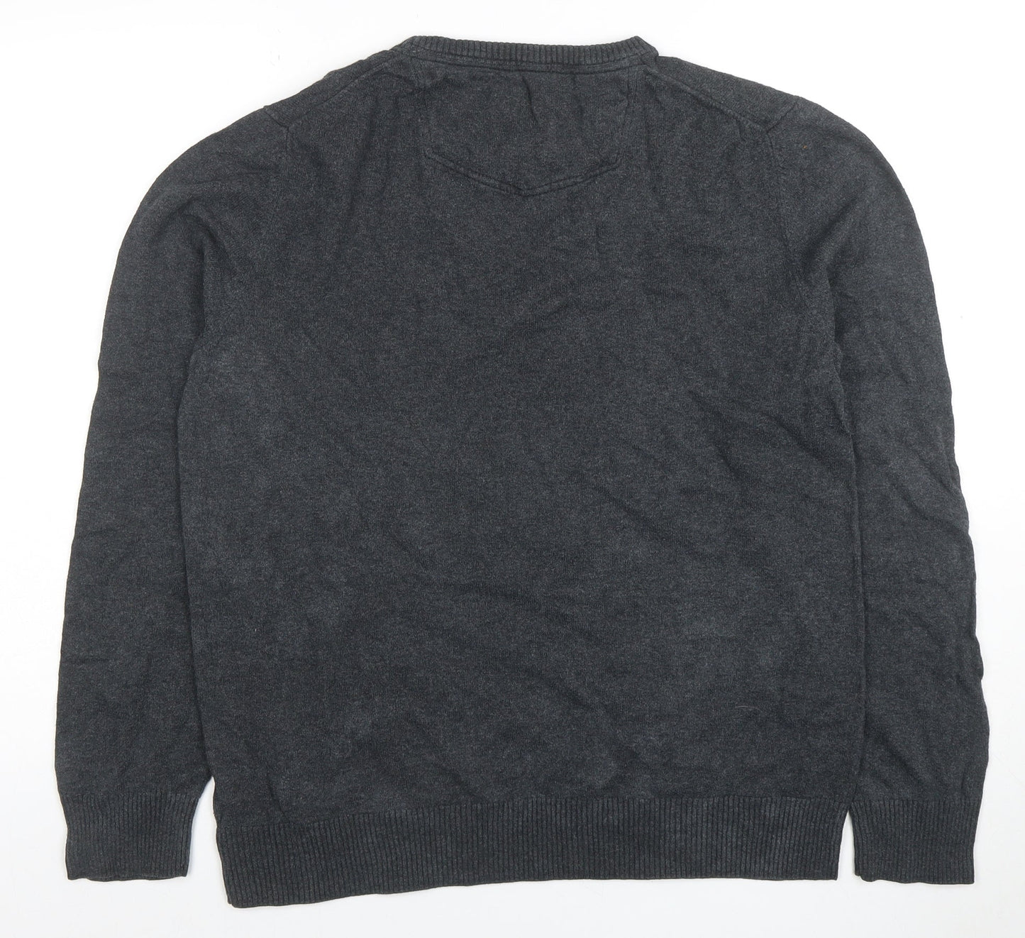 FatFace Men's Grey Cotton Cashmere Crew Neck Jumper Size L