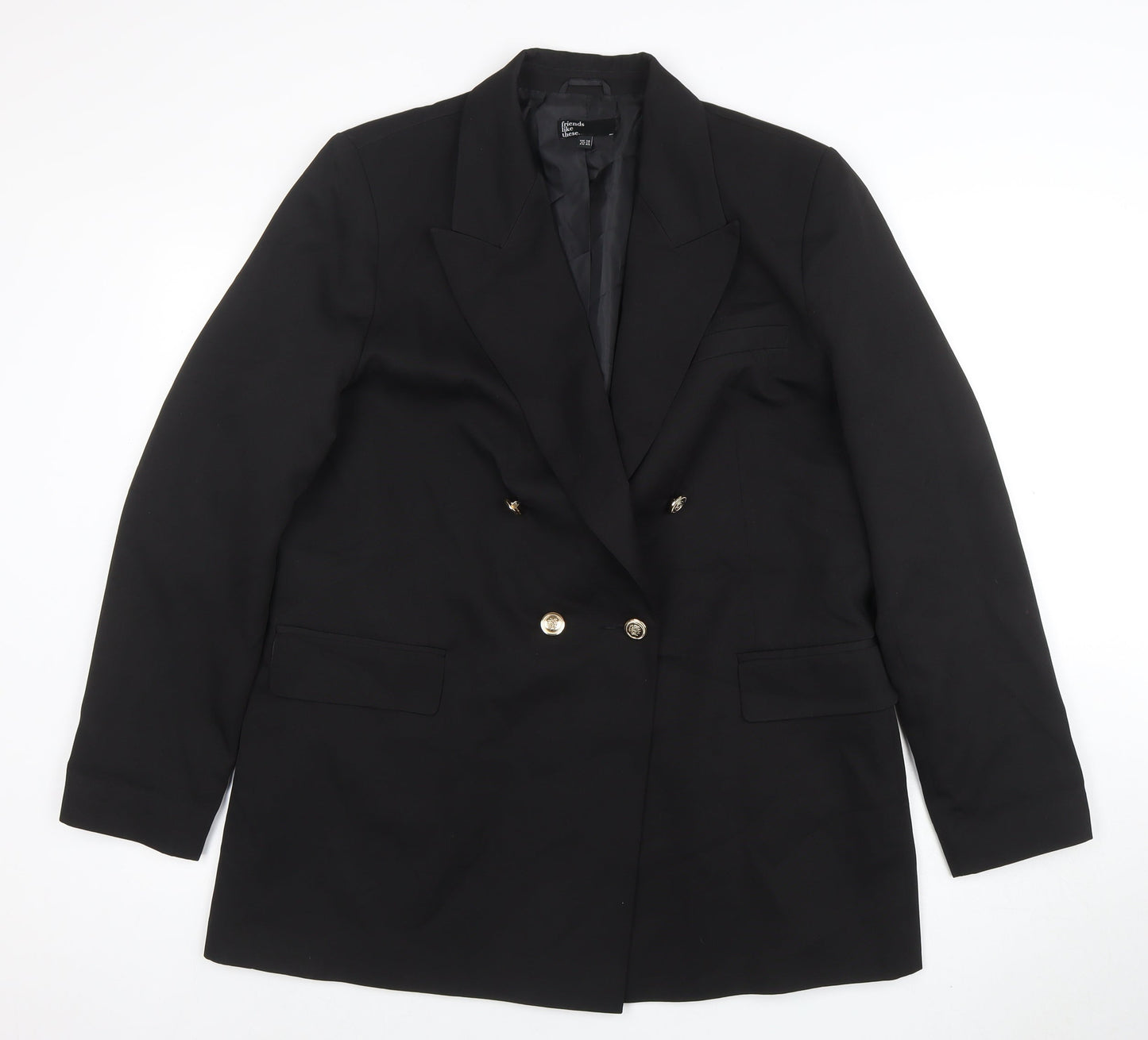 Friends Like These Women Black Size 18 Double-Breasted Blazer