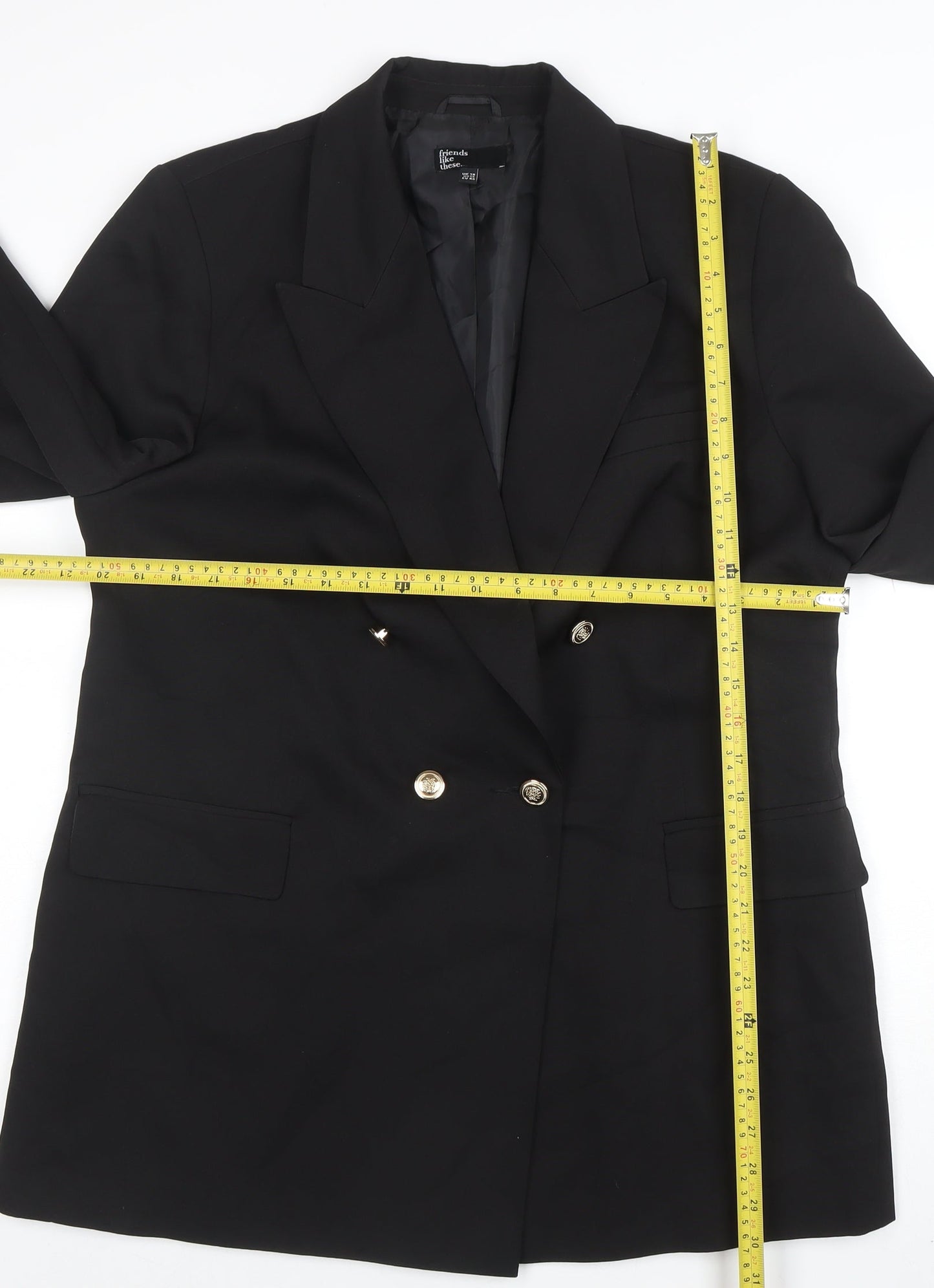 Friends Like These Women Black Size 18 Double-Breasted Blazer