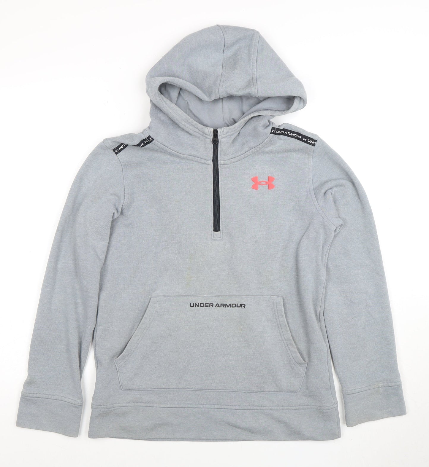 Under Armour Boys Grey 1/2 Zip Hoodie Cotton Blend YLG