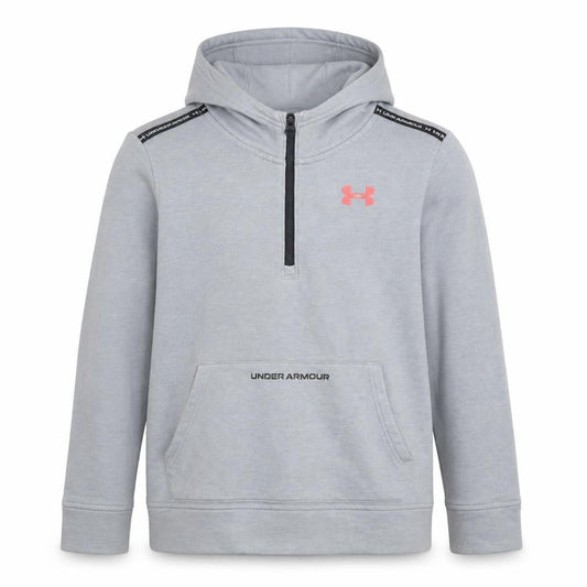 Under Armour Boys Grey 1/2 Zip Hoodie Cotton Blend YLG