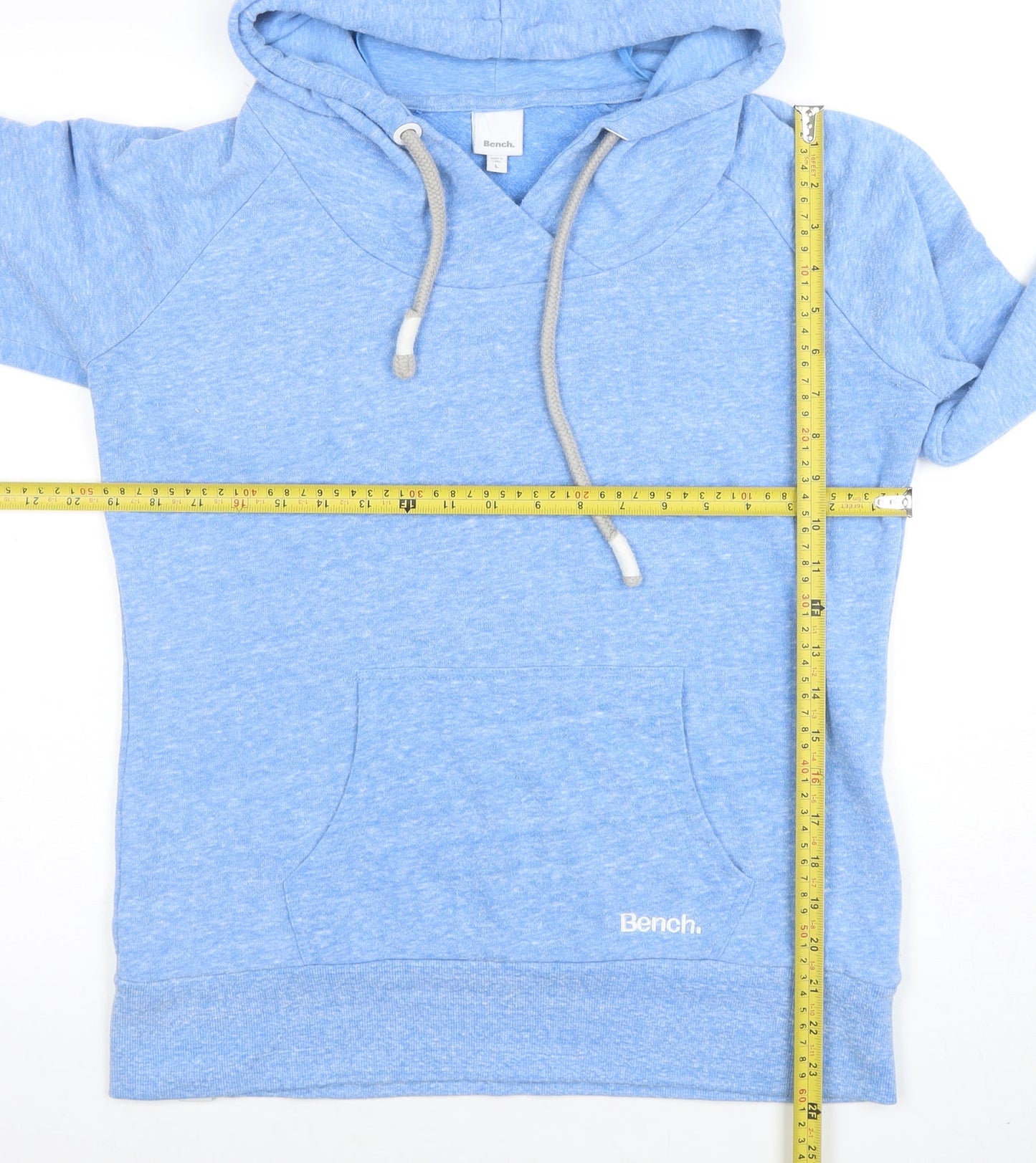 Bench Men's Blue Pullover Hoodie L Regular Cotton Blend
